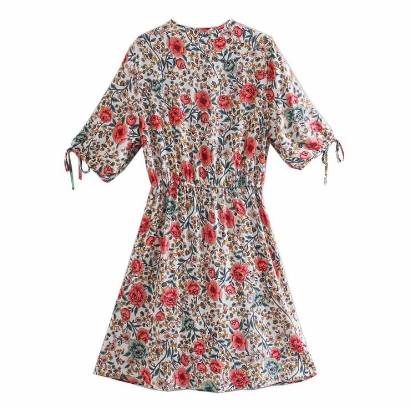 Floral print Short Summer BOHO Dress  Short Sleeve