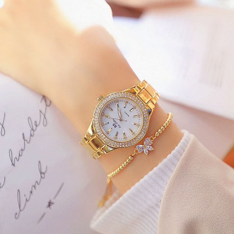 Ladies Wrist Watches Dress Gold Watch Crystal Diamond Watches Stainless Steel