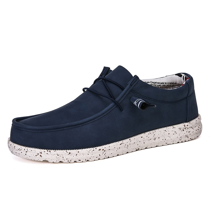 Men Light Leather Casual Shoes Chaussures En Cuir Slip-On Flat