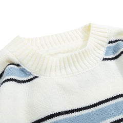 Sweater Round Neck Spliced Color Loose Hip Hop Knitted Sweater