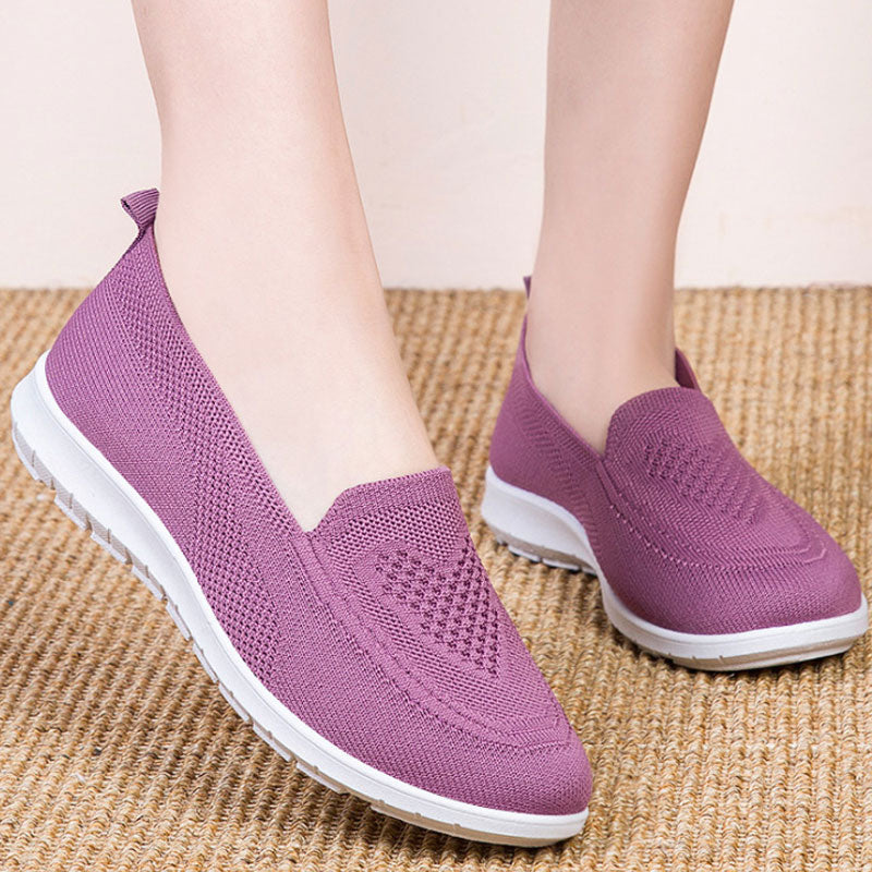 Autumn Women Loafers Flats Comfortable Knitted Cotton Slip-on