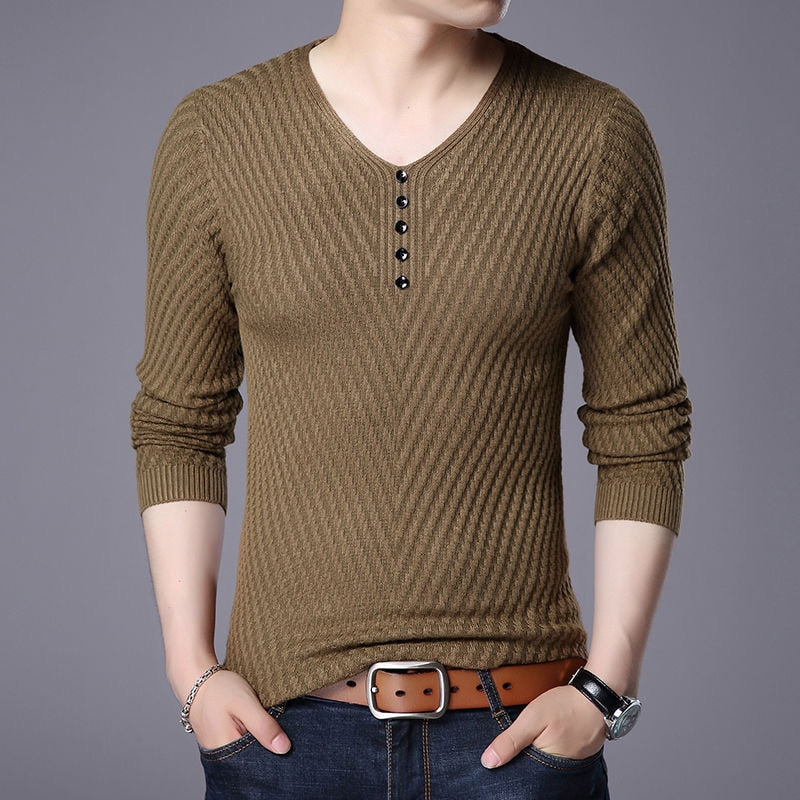 Men Sweater Knitted Pullover Classic Slim Bottoms Casual Fashion Sweaters