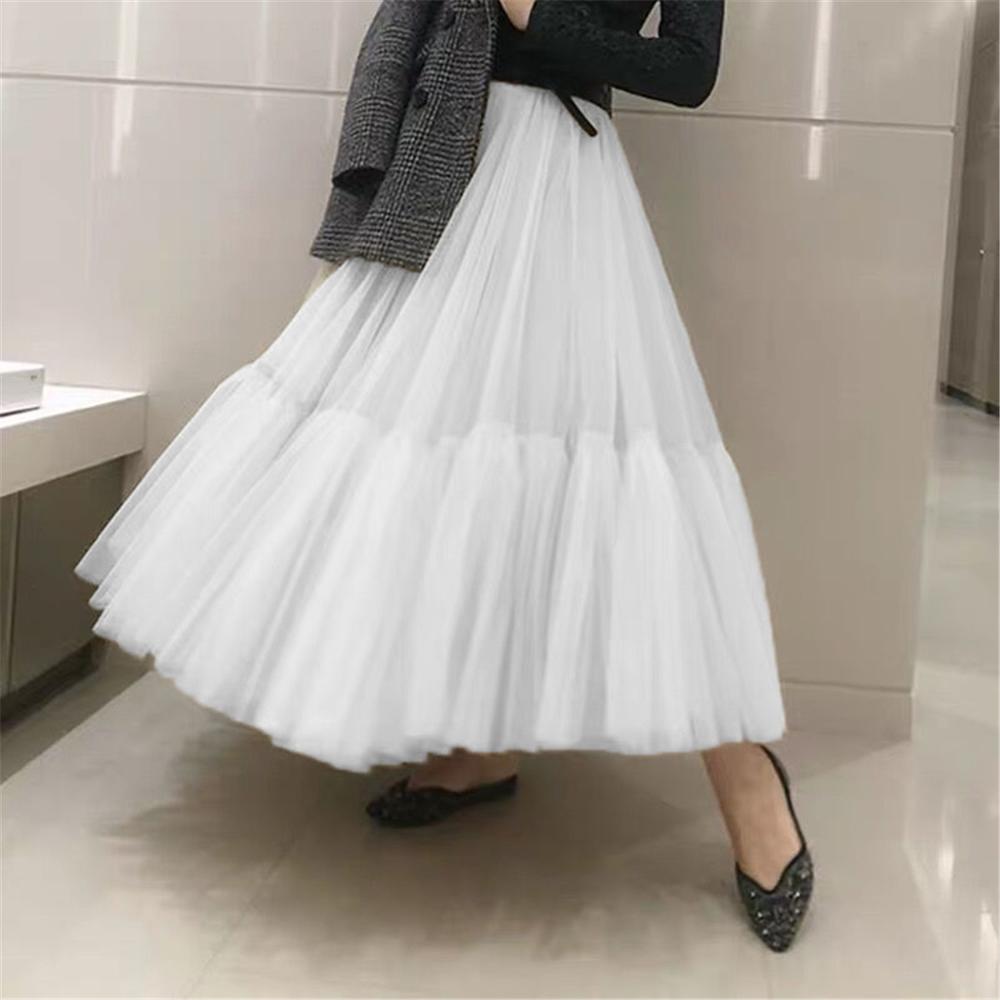 90 cm Luxury Soft Tulle Skirt Hand-made Maxi Long Pleated Skirts