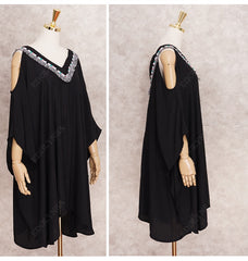 Slimming Black Tunic Bikini Cover-ups Sexy V-neck