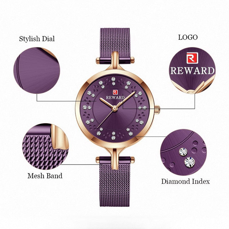 Women Wristwatch Fashion Luxury Quartz Watch Waterproof Stainless Steel