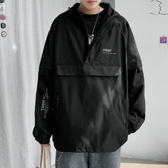 Men Bomber Jacket Mulit Pocket Jackets Hip Hop Windbreaker Coats Hooded