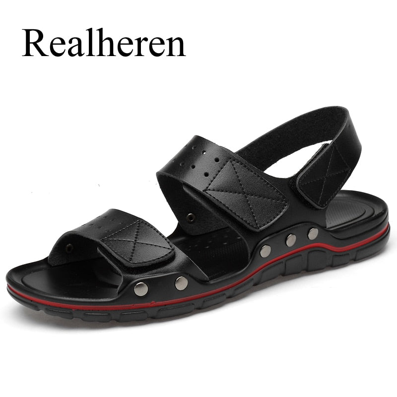 Men Casual Sandals Outdoor Black Walking Soft Luxury Shoes