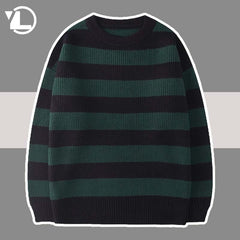 Striped Knitted Sweater Men Loose Sweaters Jumper Pullover Casual