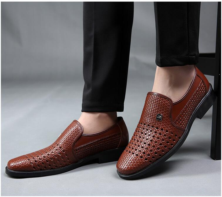 Men Loafers Shoes Hollow Breathable Casual Shoes Slip on Formal Dress Shoes