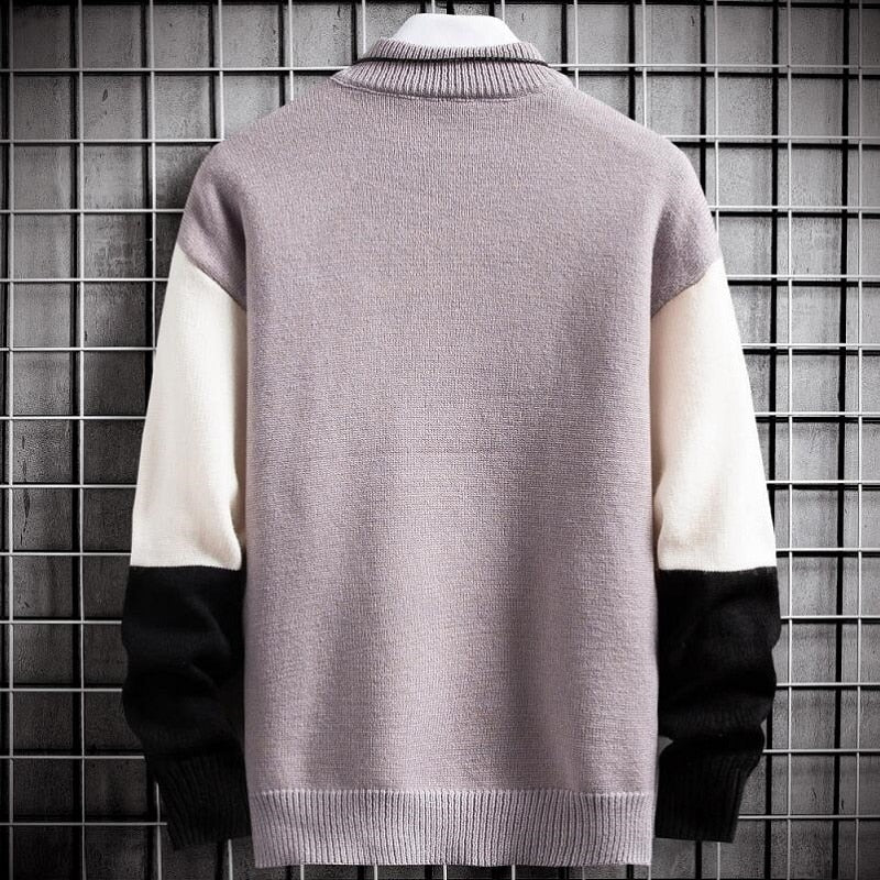 Warm Sweater Semi-Turltle Neck Sweater Slim Fit Sweaters Tops Knitted Men