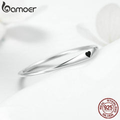 Simple Carve Heart Wedding Band Stackable Promise Ring