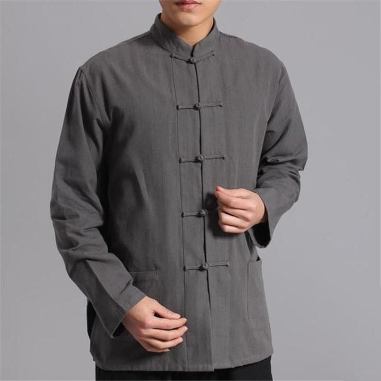 Men Chinese Style Linen Coat Loose Cardigan Linen Outerwear Jacket Coats