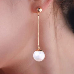 Pearl Long Tassel Bar Drop Earrings