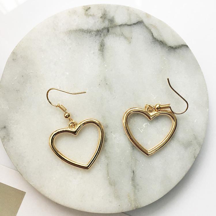 Geometry Earrings Heart Sweet Gold Love Earrings