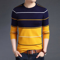 Sweater Mens Pullover Striped Slim Fit Jumpers Knitred Woolen