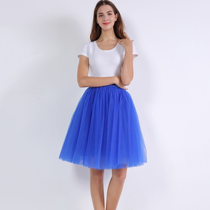 5 Layers Fashion Tulle Skirt Pleated TUTU Skirts Midi Skirt