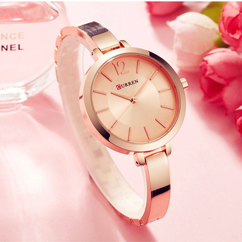 Fashion Gold Women Watches Stainless Steel Ultra thin Quartz Watch