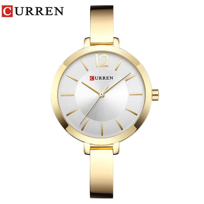 Fashion Gold Women Watches Stainless Steel Ultra thin Quartz Watch