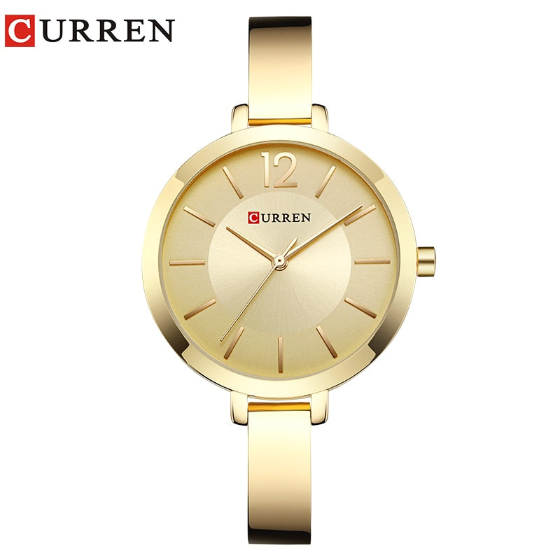 Fashion Gold Women Watches Stainless Steel Ultra thin Quartz Watch