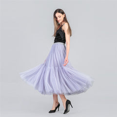 90 cm Luxury Soft Tulle Skirt Hand-made Maxi Long Pleated Skirts