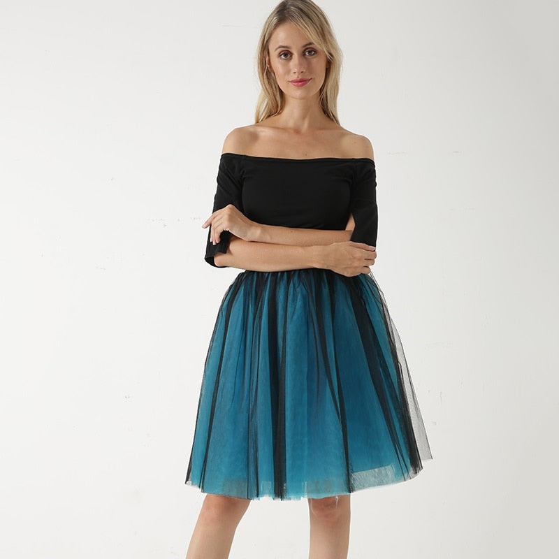 5 Layers 60cm Princess Midi Tulle Skirt Pleated