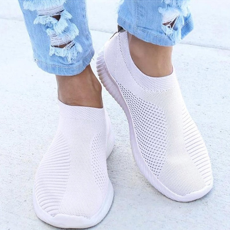 Women Shoes Knitting Sock Sneakers  Slip On Flat Shoes