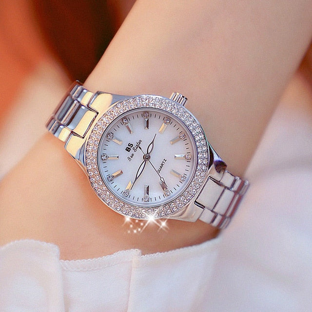 Ladies Wrist Watches Dress Gold Watch Crystal Diamond Watches Stainless Steel