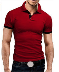 Men T-shirt Lapel Casual Short-sleeved Stitching Men T-shirt Pullover Top