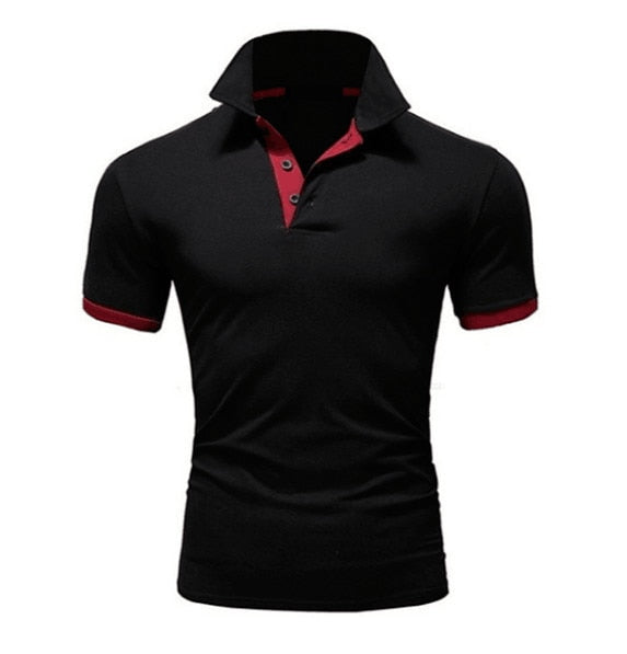 Men T-shirt Lapel Casual Short-sleeved Stitching Men T-shirt Pullover Top