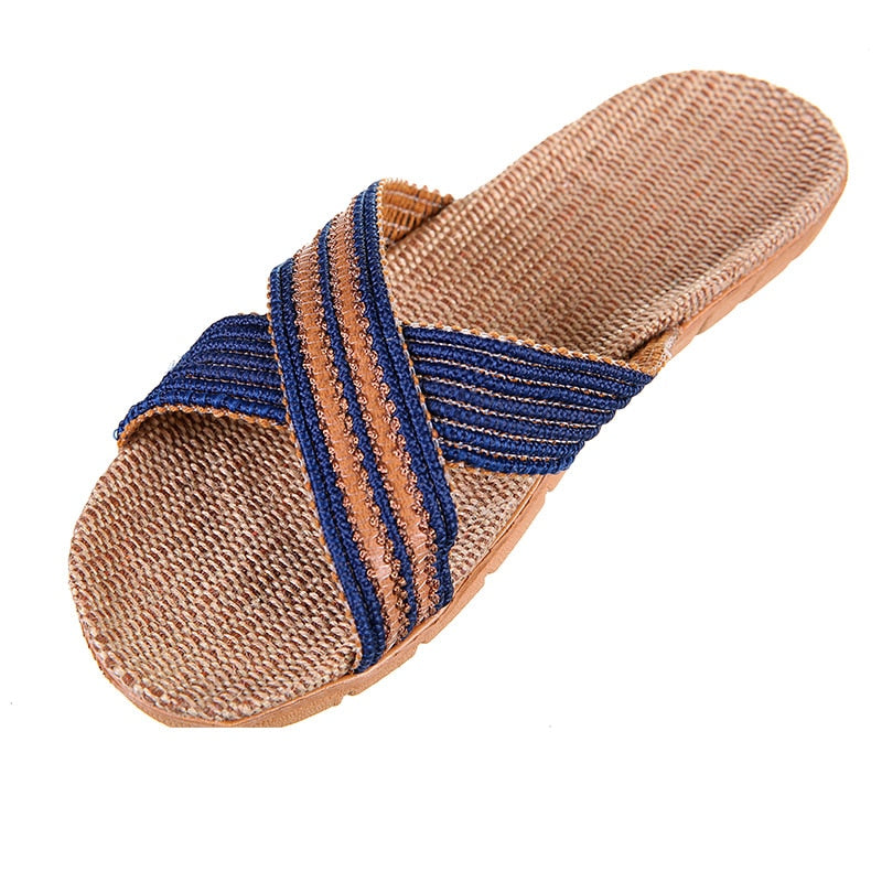 Men Flax Flip Flop Linen Non-Slip Designer Flat Sandals Slippers Slides