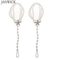 2Pcs Pearl Ankle Chain Beach Wedding Foot Jewelry Barefoot Sandal Anklet Chain