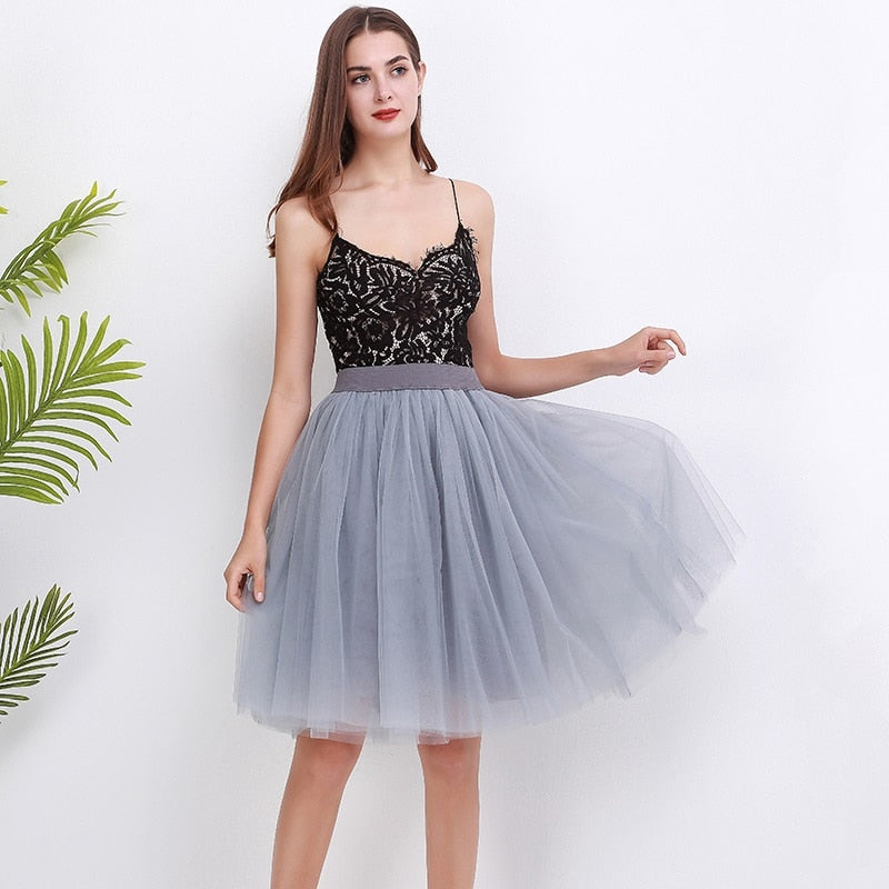 5 Layers 60cm Princess Midi Tulle Skirt Pleated