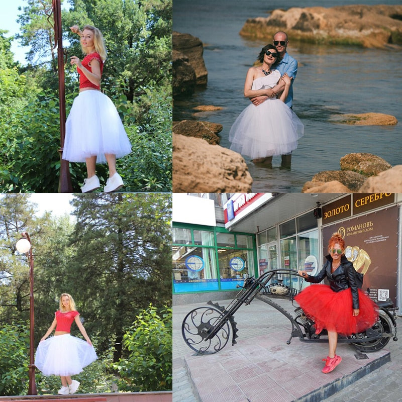 6Layers 65cm Fashion Tulle Skirt Pleated Tutu Skirts