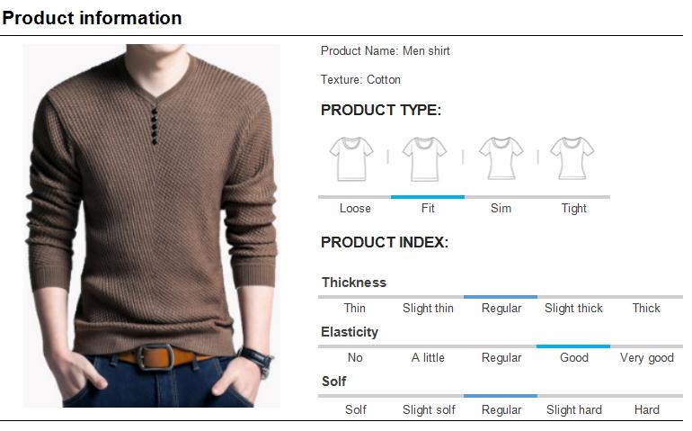 Pullover V Neck Men Sweater Casual Long Sleeve Wool Sweaters