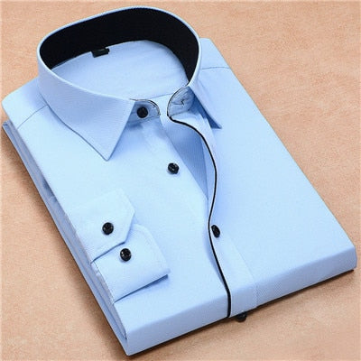 Men Shirt Causal Long Sleeved Dress Social Business Shirt Soft Shirts