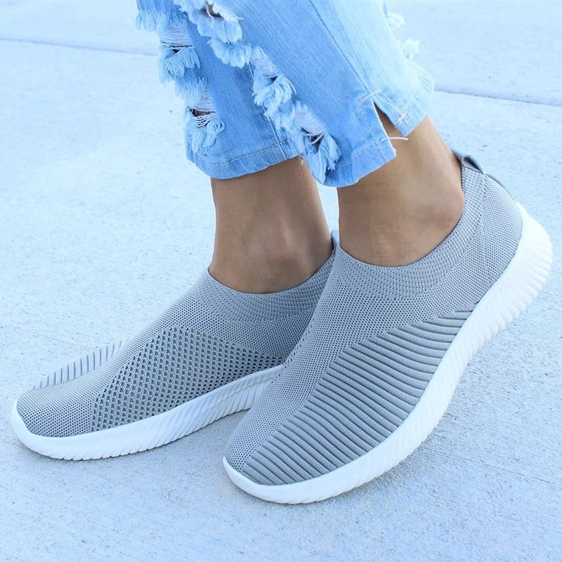 Women Shoes Knitting Sock Sneakers  Slip On Flat Shoes