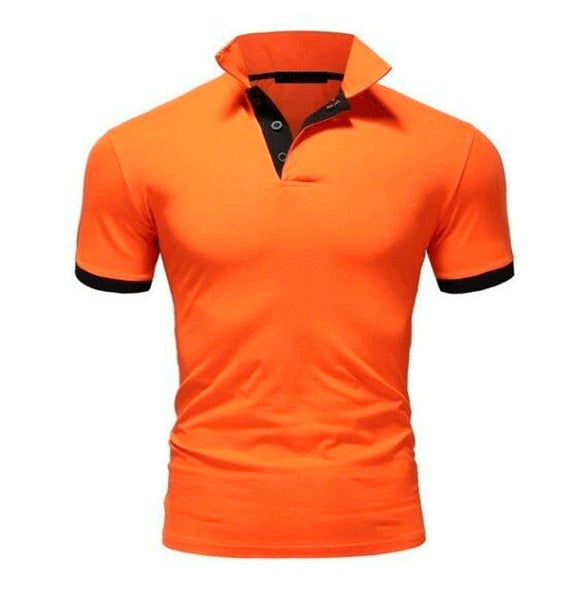 Men T-shirt Lapel Casual Short-sleeved Stitching Men T-shirt Pullover Top