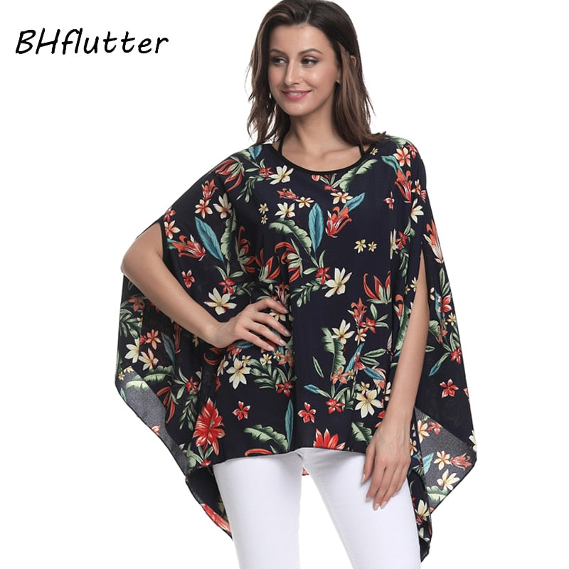 Women Blouses Chiffon Blouse Shirt Batwing Sleeve