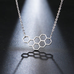 Stainless Steel Necklace Heart Honeycomb Bee