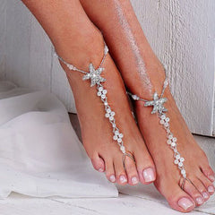 2Pcs Pearl Ankle Chain Beach Wedding Foot Jewelry Barefoot Sandal Anklet Chain