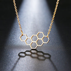 Stainless Steel Necklace Heart Honeycomb Bee