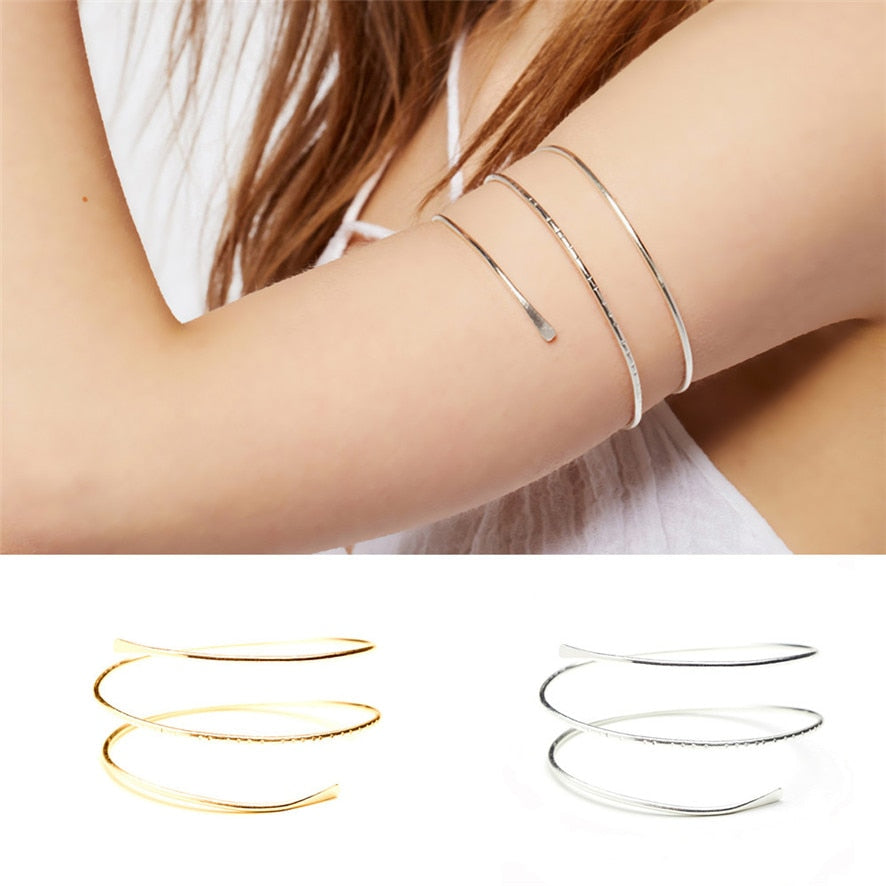 Fashion Curve Geo Open Upper Arm Cuff Armlet Armband