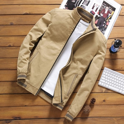 Men Bomber Jackets Windbreaker Stand Collar Jacket Baseball Slim Coats