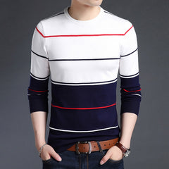 Sweater Mens Pullover Striped Slim Fit Jumpers Knitred Woolen