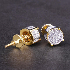 Gold Iced Out Stud Round Hip Hop Jewelry Streetwear Earring