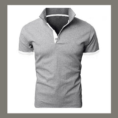 Men T-shirt Lapel Casual Short-sleeved Stitching Men T-shirt Pullover Top