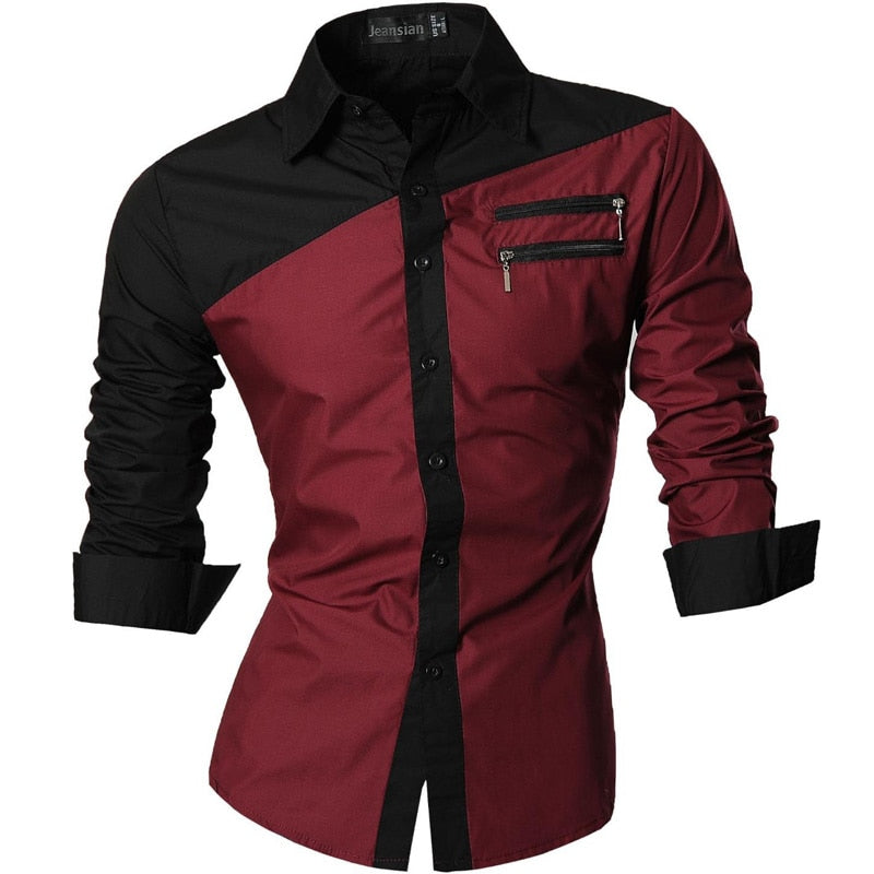 Men Casual Dress Shirts Fashion Stylish Long Sleeve