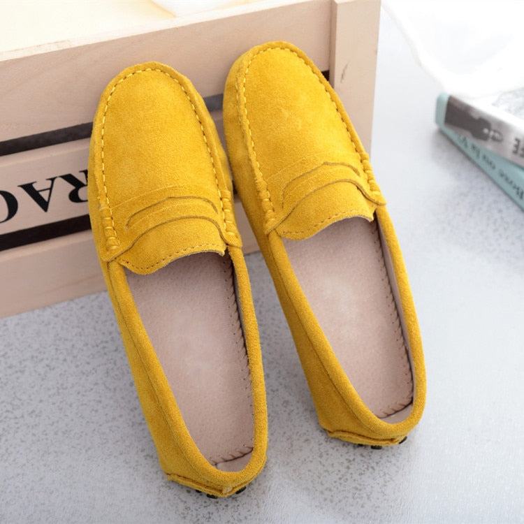 Women Shoes Genuine Leather Women Flat Shoes Casual Loafers Slip On