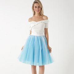 5 Layers 60cm Princess Midi Tulle Skirt Pleated