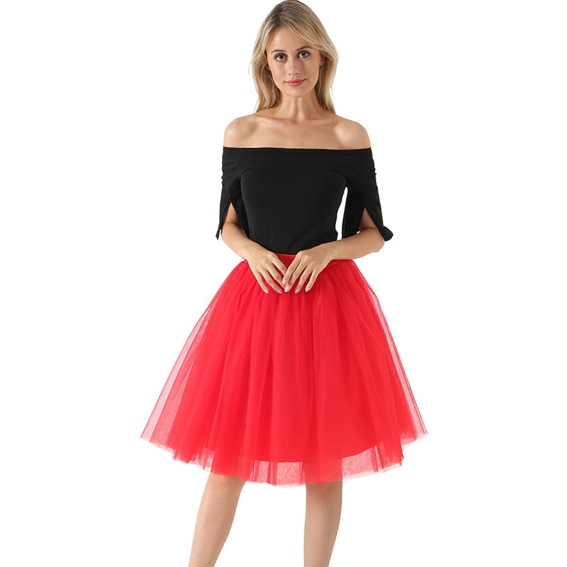 5 Layers 60cm Princess Midi Tulle Skirt Pleated